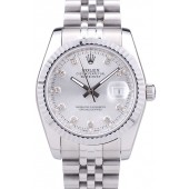 Rolex Datejust Silver Dial Diamonds Ribbed Bezel 7455