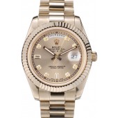 Rolex DayDate Gold Stainless Steel Ribbed Bezel Goldish Dial 41979